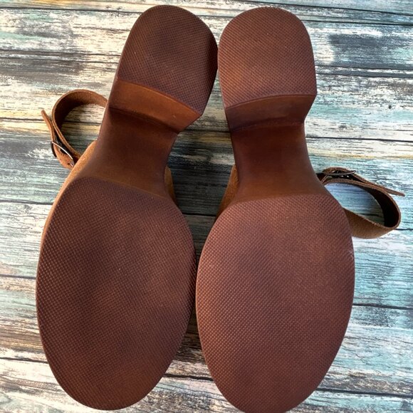 BioNatura Platform Slingback Sandals Size 9 Brown Suede Formal Chunky Block Heel - Picture 7 of 13